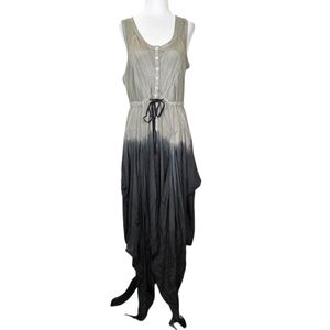 Desigual Tye dye button front lagenlook waist tie midi dress